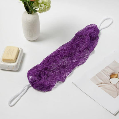 Multi-colored, Extra-long, Stretchy Bath Mesh – Exfoliating Back-Scrubbing Towel with Dual Hanging Loops