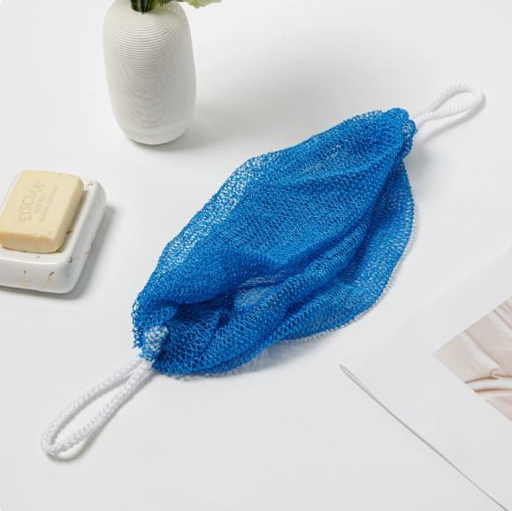 Multi-colored, Extra-long, Stretchy Bath Mesh – Exfoliating Back-Scrubbing Towel with Dual Hanging Loops
