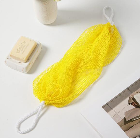 Multi-colored, Extra-long, Stretchy Bath Mesh – Exfoliating Back-Scrubbing Towel with Dual Hanging Loops