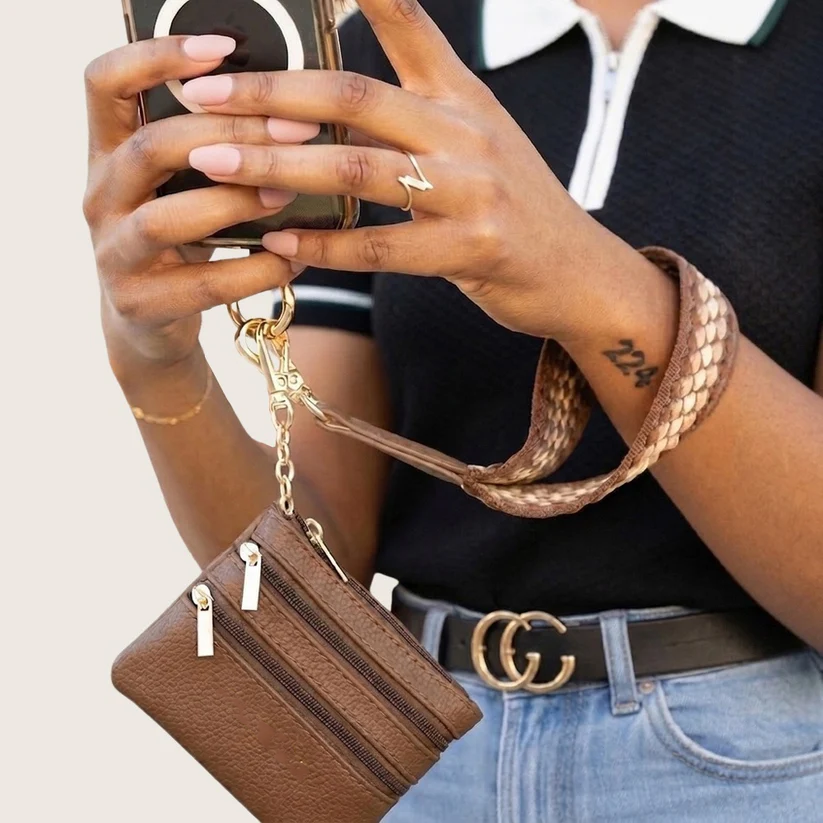 Strap W/Zippered Pouch Fun Dots
