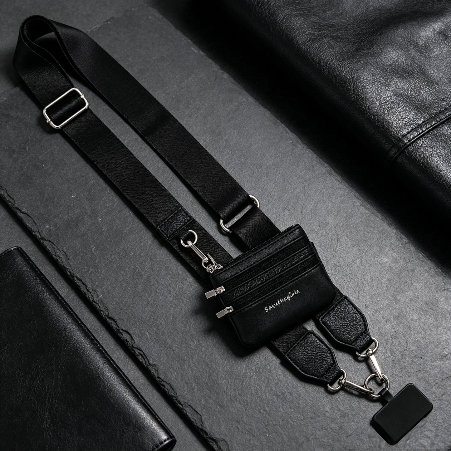 Phone Strap With Zippered Pouch