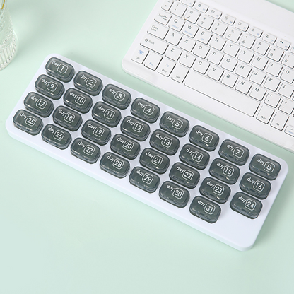 31 Days Arthritis Friendly Monthly Pill Organizer Box, BPA Free Easy Open Medication Case Gift for Seniors & Family
