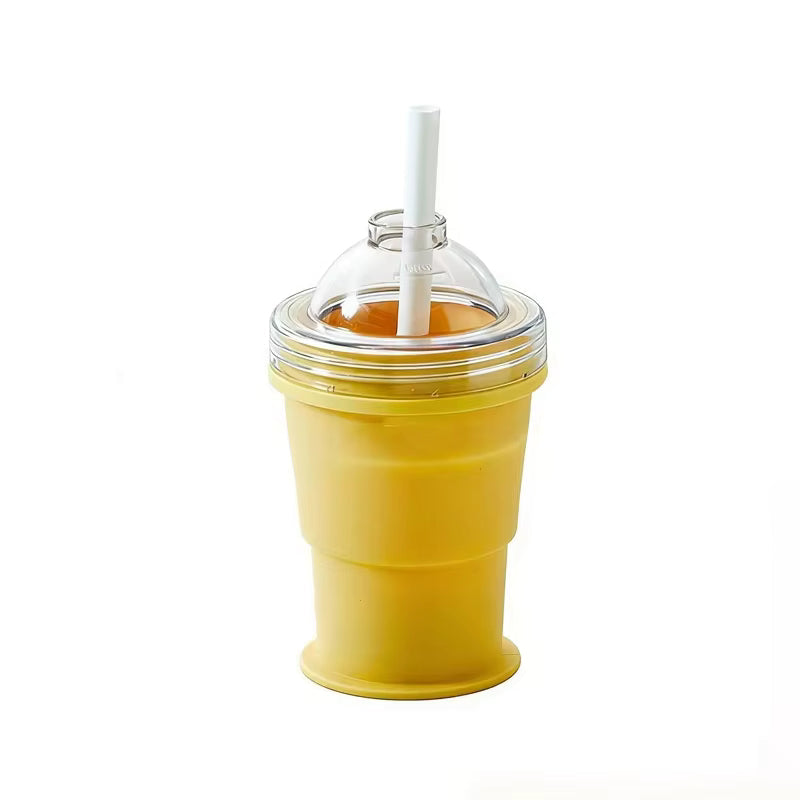 New Portable Foldable Ice Ball Cup with Built-in Straw