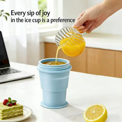 New Portable Foldable Ice Ball Cup with Built-in Straw