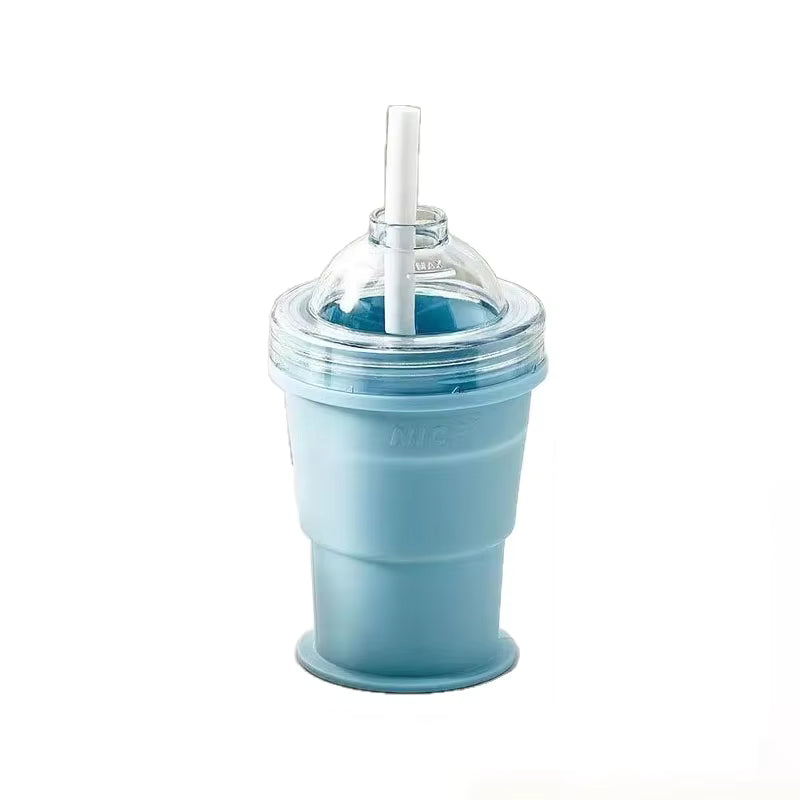 New Portable Foldable Ice Ball Cup with Built-in Straw