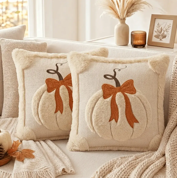 Limited-Time Fall Offer – Cozy 3D Bow Pumpkin Pillow Cover