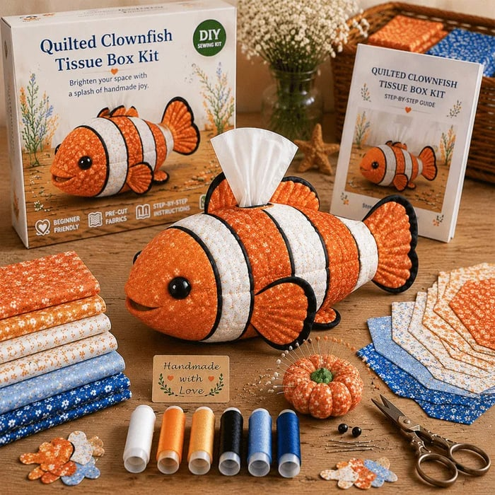 DIY Ocean Animal Tissue Box Sewing Kit - Fun Animal & Ocean Friends!