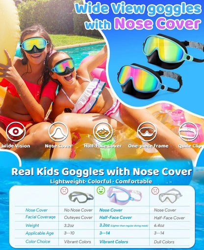 🏊‍♀️-HD children's large frame waterproof and anti-fog swimming goggles