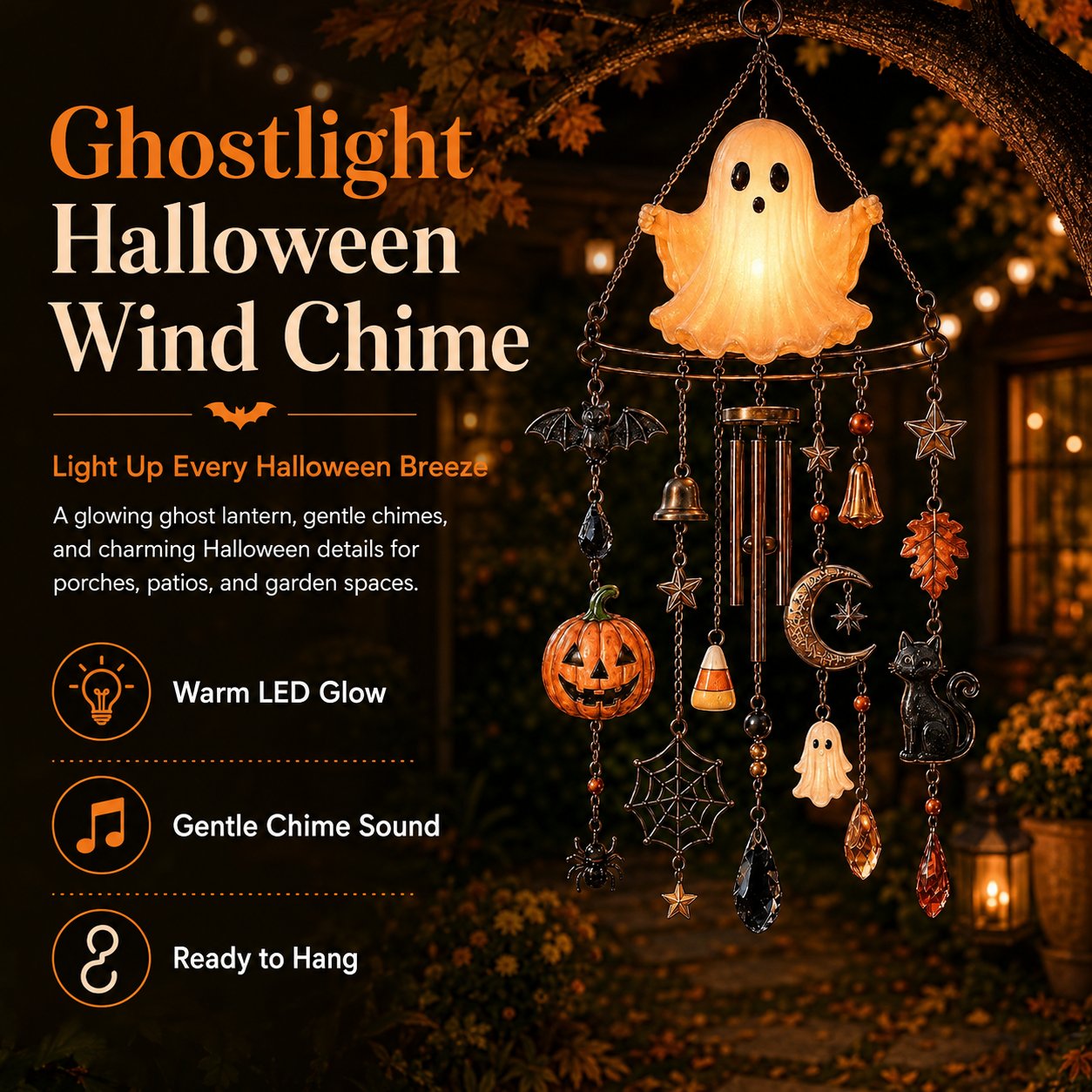 🔥Last Day 50% OFF-👻 Haunted Glow Ghost Wind Chime