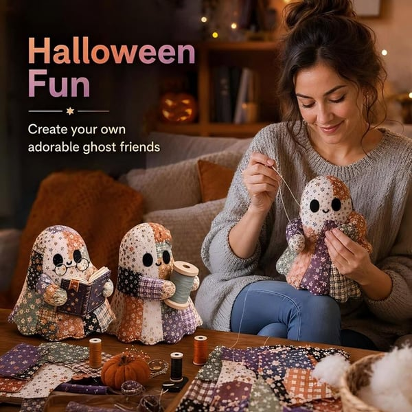 🔥Halloween Early Bird Sale🎃Little Ghost's Cozy Halloween DIY Patchwork Kit