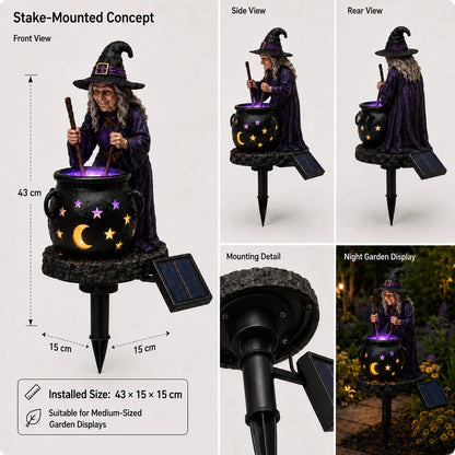 ☀️🔮Solar Witch Cauldron Garden Light – Glowing Halloween Yard Decor