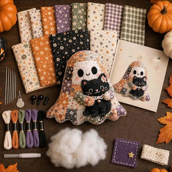 🔥Halloween Early Bird Sale🎃Little Ghost's Cozy Halloween DIY Patchwork Kit