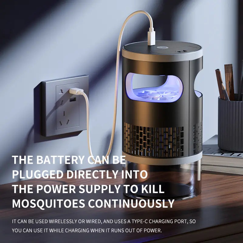 Indoor Insect Trap with Light and Suction Non Zapper Flying Bug Catcher for Mosquitoes Fruit Flies Gnats and Moths Includes One 18650 Rechargeable Lithium Battery
