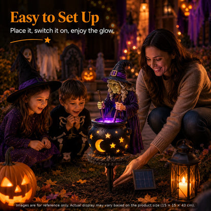 ☀️🔮Solar Witch Cauldron Garden Light – Glowing Halloween Yard Decor
