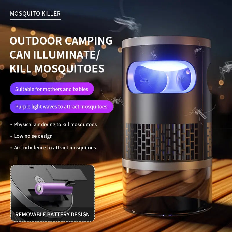 Indoor Insect Trap with Light and Suction Non Zapper Flying Bug Catcher for Mosquitoes Fruit Flies Gnats and Moths Includes One 18650 Rechargeable Lithium Battery