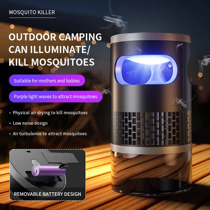 Indoor Insect Trap with Light and Suction Non Zapper Flying Bug Catcher for Mosquitoes Fruit Flies Gnats and Moths Includes One 18650 Rechargeable Lithium Battery