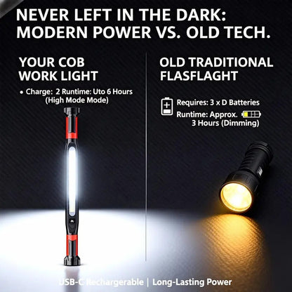 Magnetic COB Work Light | USB Rechargeable Auto Repair Light with Hook & Clip