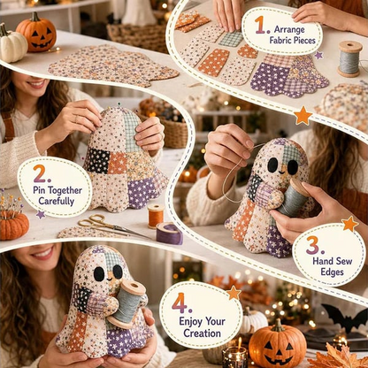 🔥Halloween Early Bird Sale🎃Little Ghost's Cozy Halloween DIY Patchwork Kit