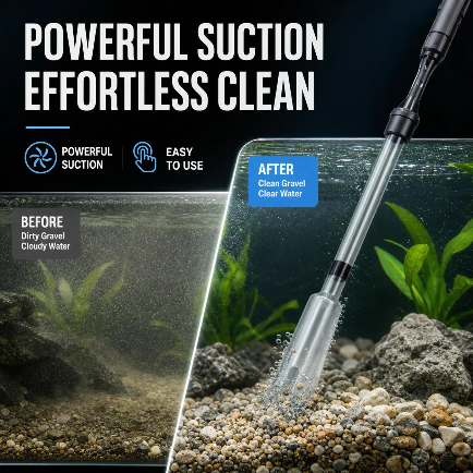Electric Aquarium Gravel Cleaner—battery-operated, Adjustable Length, And Easy To Use—suitable For All Aquariums
