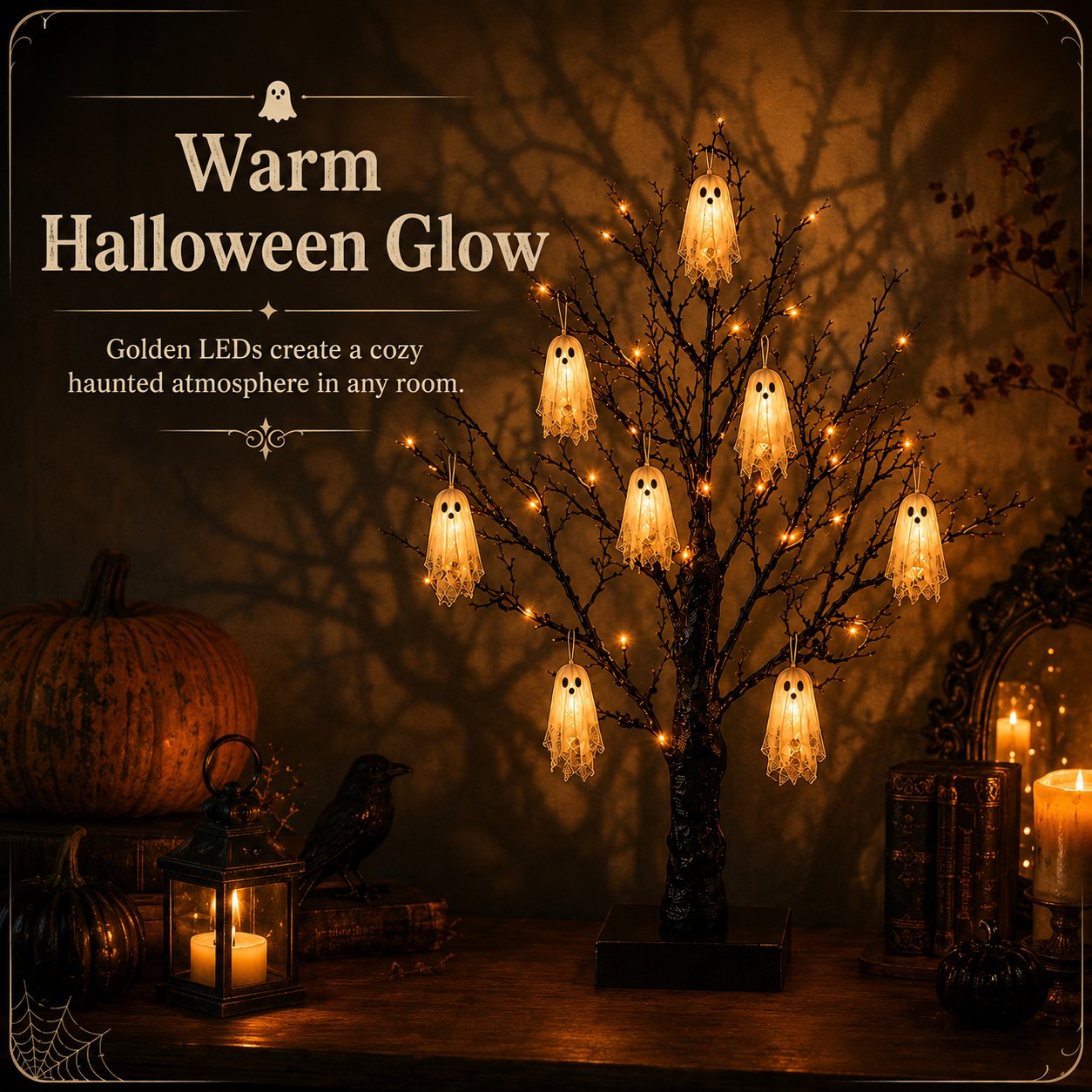 Vintage LED Halloween Ghost Tree