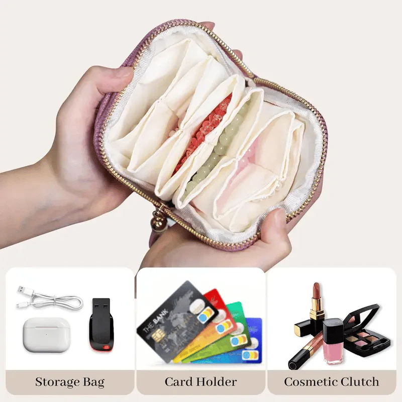 Jewelry Zippered Pocket CaseTravel Jewelry Bag PortableOrganizer