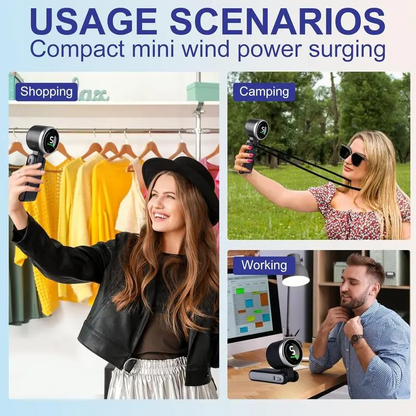Portable 3 In 1 Rechargeable TurboHandheld Fan With 5 Speeds