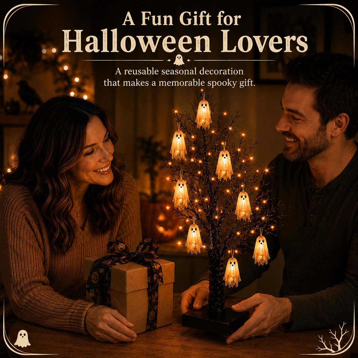 Vintage LED Halloween Ghost Tree