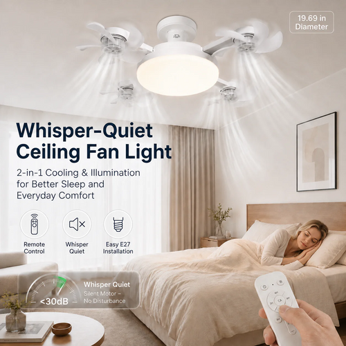 2-in-1 E27 Ceiling Fan Light WithRemote Control