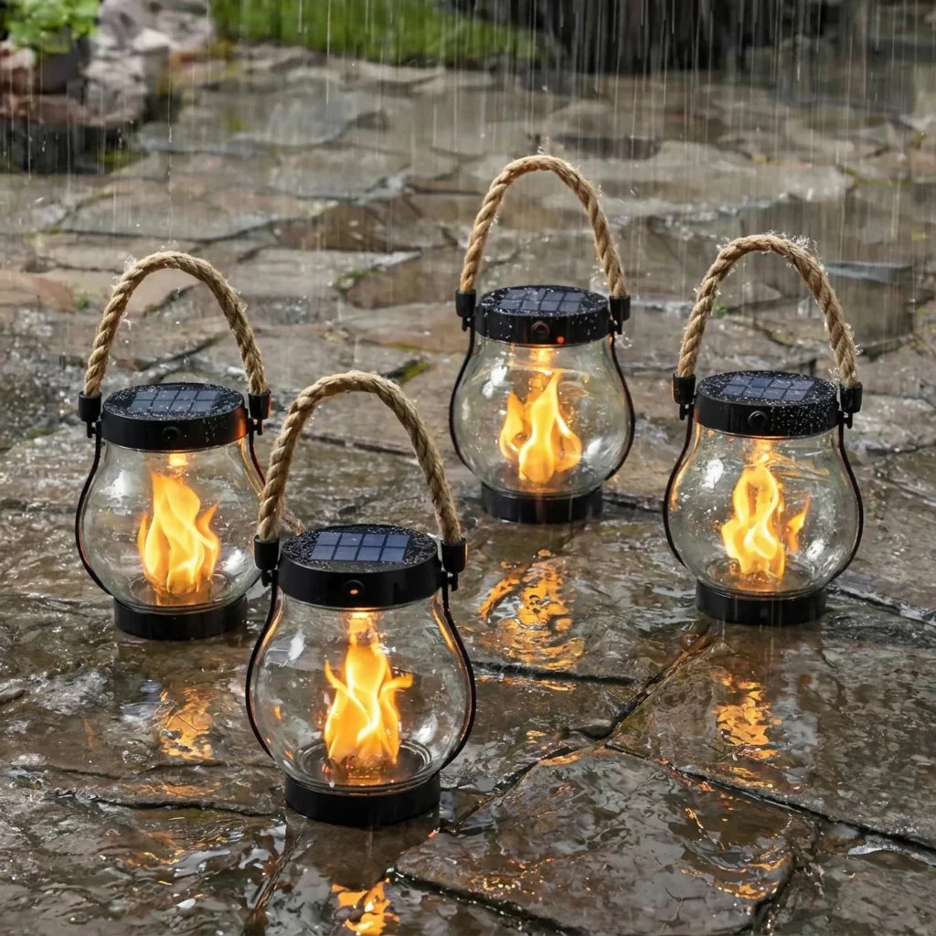 🔥Last Chance Before They're Gone! Solar Flame Lanterns – No Wiring, Auto-On at Dusk!