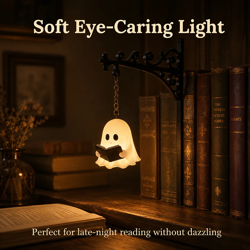 Cozy Reading Ghost Bookshelf Lamp