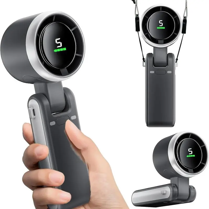 Portable 3 In 1 Rechargeable TurboHandheld Fan With 5 Speeds