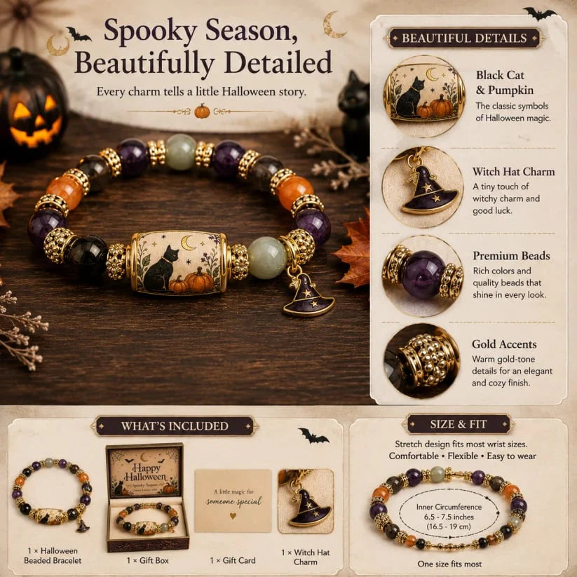 🔥Halloween Early Bird Sale🎃 Limited Edition Halloween Beaded Bracelet Set | Spooky Cute Gift Jewelry