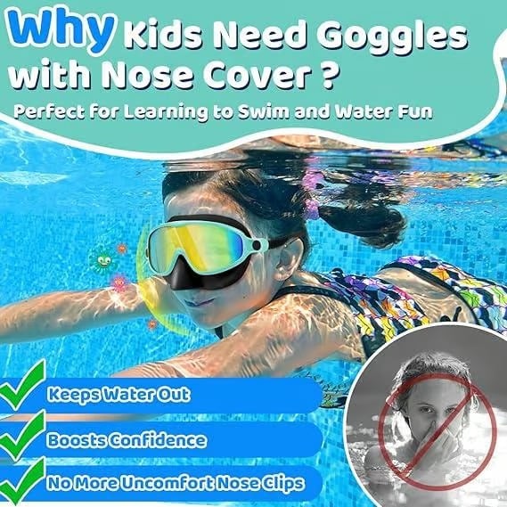🏊‍♀️-HD children's large frame waterproof and anti-fog swimming goggles