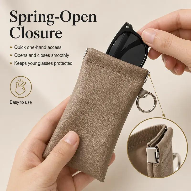 🔥HOT SALE✨ Soft PU Leather Sunglasses Pouch Elastic Opening Eyeglasses Bag