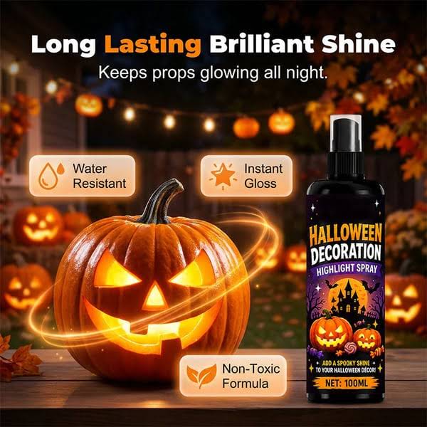 Halloween Highlight Shine Spray, Waterproof Gloss Spray for Pumpkin Decor
