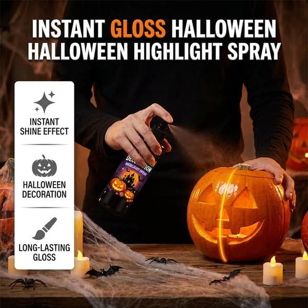 Halloween Highlight Shine Spray, Waterproof Gloss Spray for Pumpkin Decor