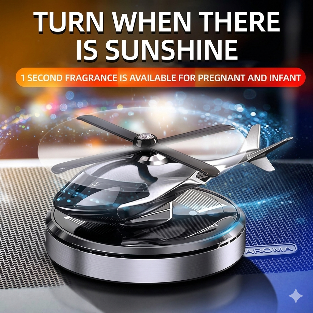 Solar-Powered Rotating Car Air Freshener (Airplane Design)