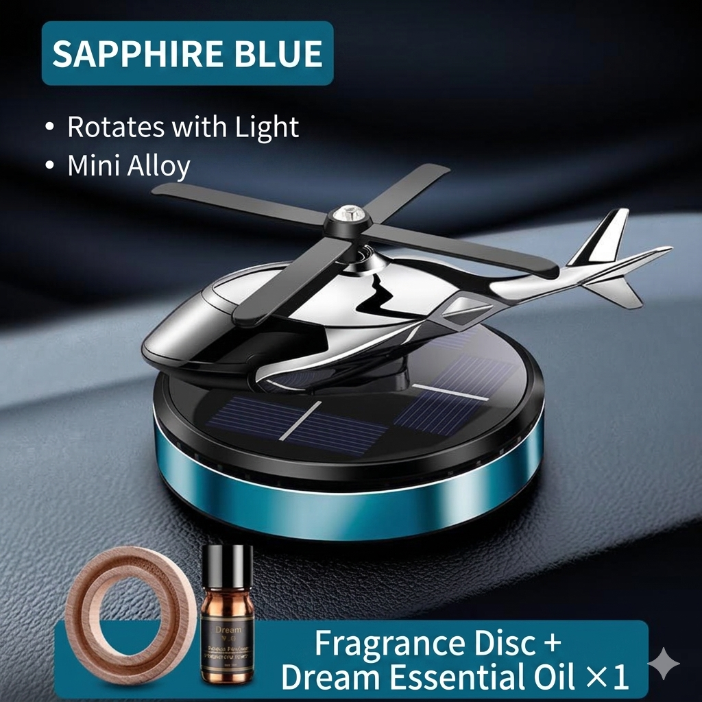 Solar-Powered Rotating Car Air Freshener (Airplane Design)
