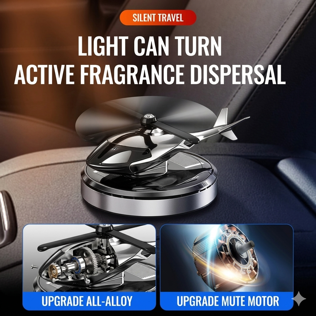 Solar-Powered Rotating Car Air Freshener (Airplane Design)