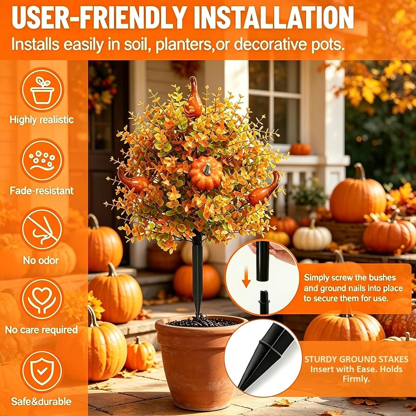 🔥Hot Sale 50% OFF🔥Halloween-themed artificial eucalyptus pumpkin floor tree for indoor and outdoor decoration