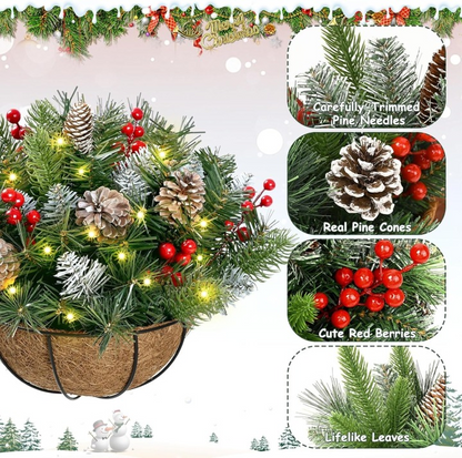 🎄🪴Christmas Hot Sale🔥Pre-Lit Artificial Christmas Hanging Basket