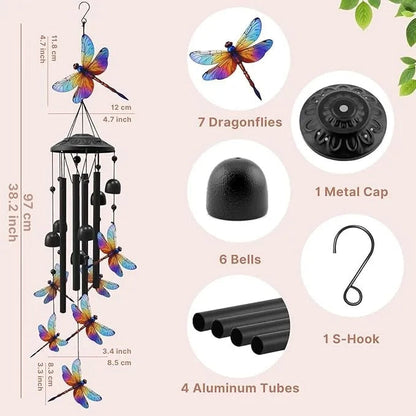 Vintage Colorful Hummingbird Wind Chime with Metal Tubes and Bells