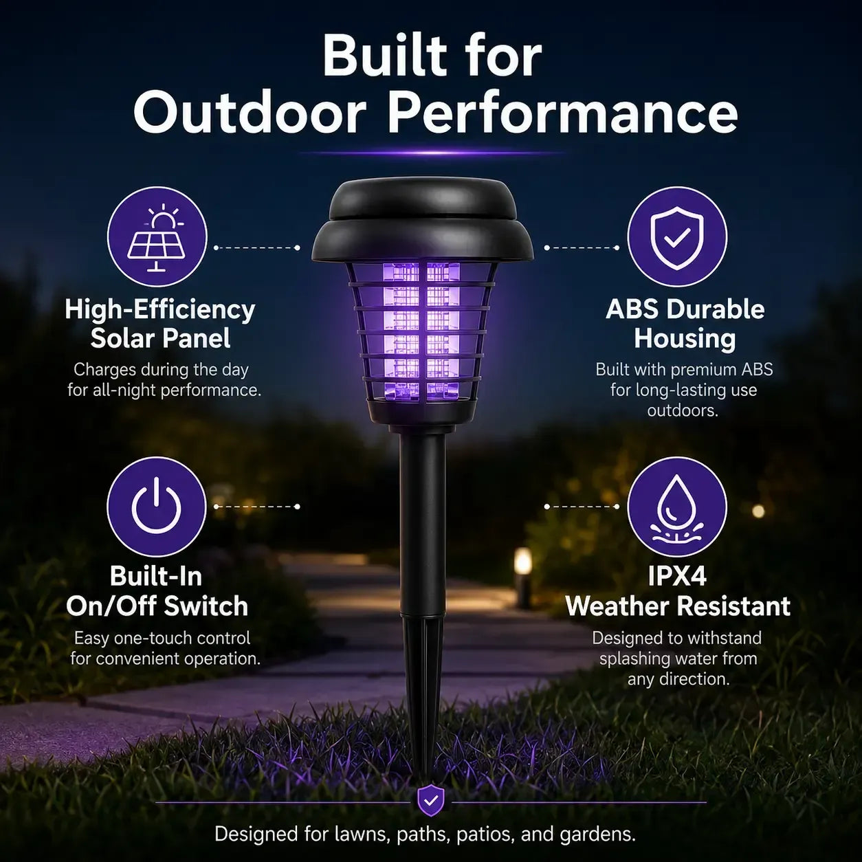 Solar-Powered Mosquito Killer Lamp-Outdoor Solar LED Mosquito Killer Garden Lamp