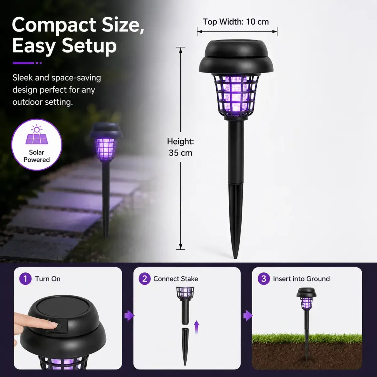 Solar-Powered Mosquito Killer Lamp-Outdoor Solar LED Mosquito Killer Garden Lamp
