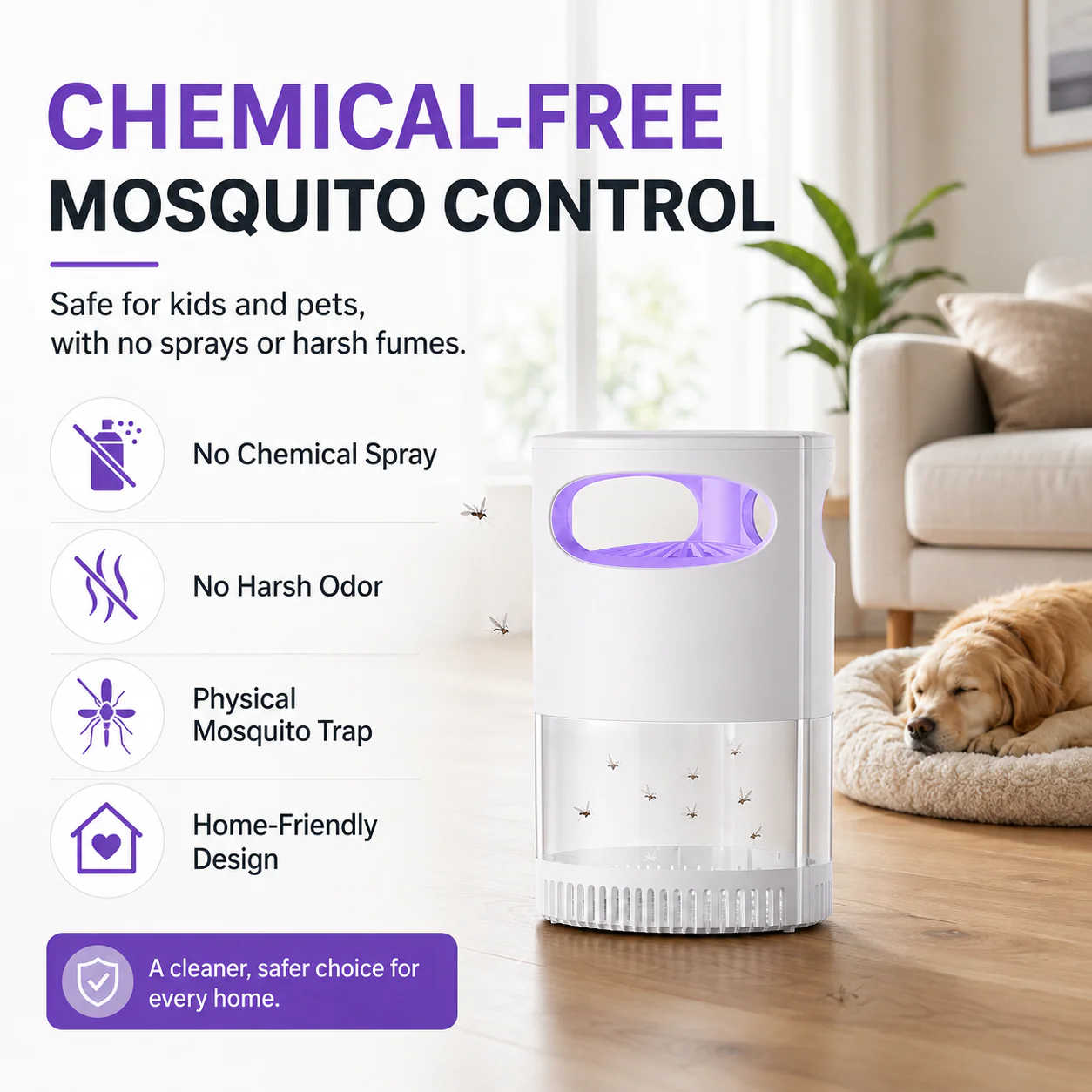 Indoor Insect Trap with Light and Suction Non Zapper Flying Bug Catcher for Mosquitoes Fruit Flies Gnats and Moths Includes One 18650 Rechargeable Lithium Battery