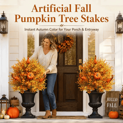 💥Limited Stock 49% OFF-🍂Artificial Fall Pumpkin Tree Stakes– 🧡Full, Lush & Fade-Resistant