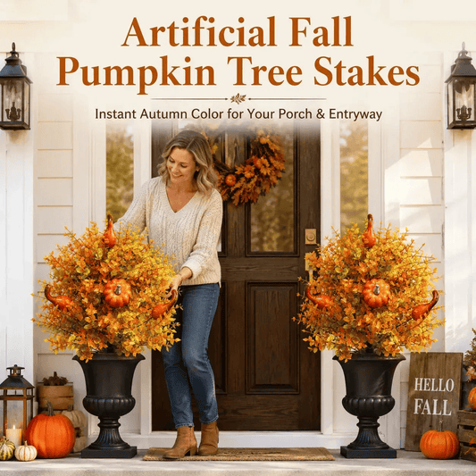 💥Limited Stock 49% OFF-🍂Artificial Fall Pumpkin Tree Stakes– 🧡Full, Lush & Fade-Resistant