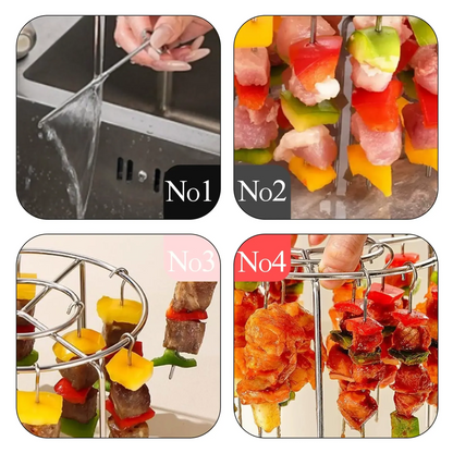 50% OFF!🔥Air Fryer Skewer Rack Set with 24 Skewers 🌭🍢Perfect Sync-Cooked BBQ&Air Fry Meals