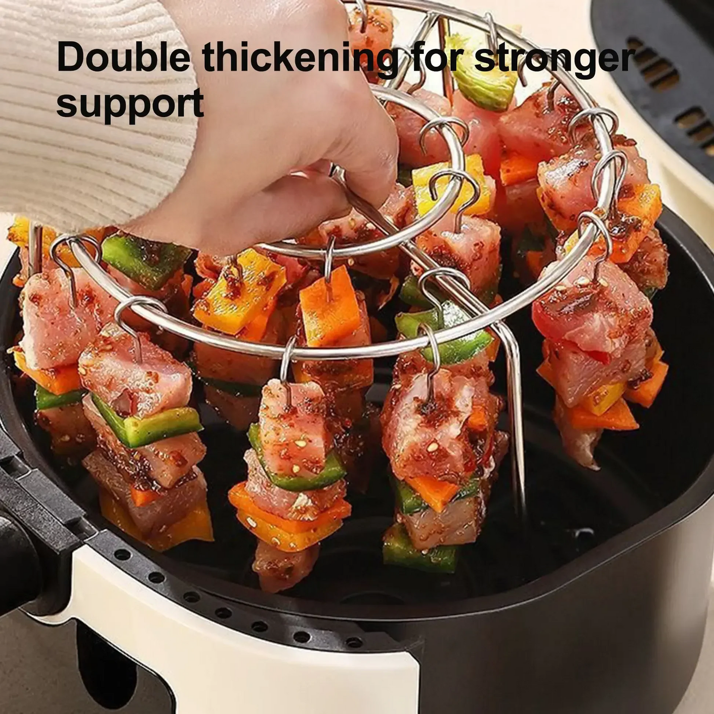 50% OFF!🔥Air Fryer Skewer Rack Set with 24 Skewers 🌭🍢Perfect Sync-Cooked BBQ&Air Fry Meals