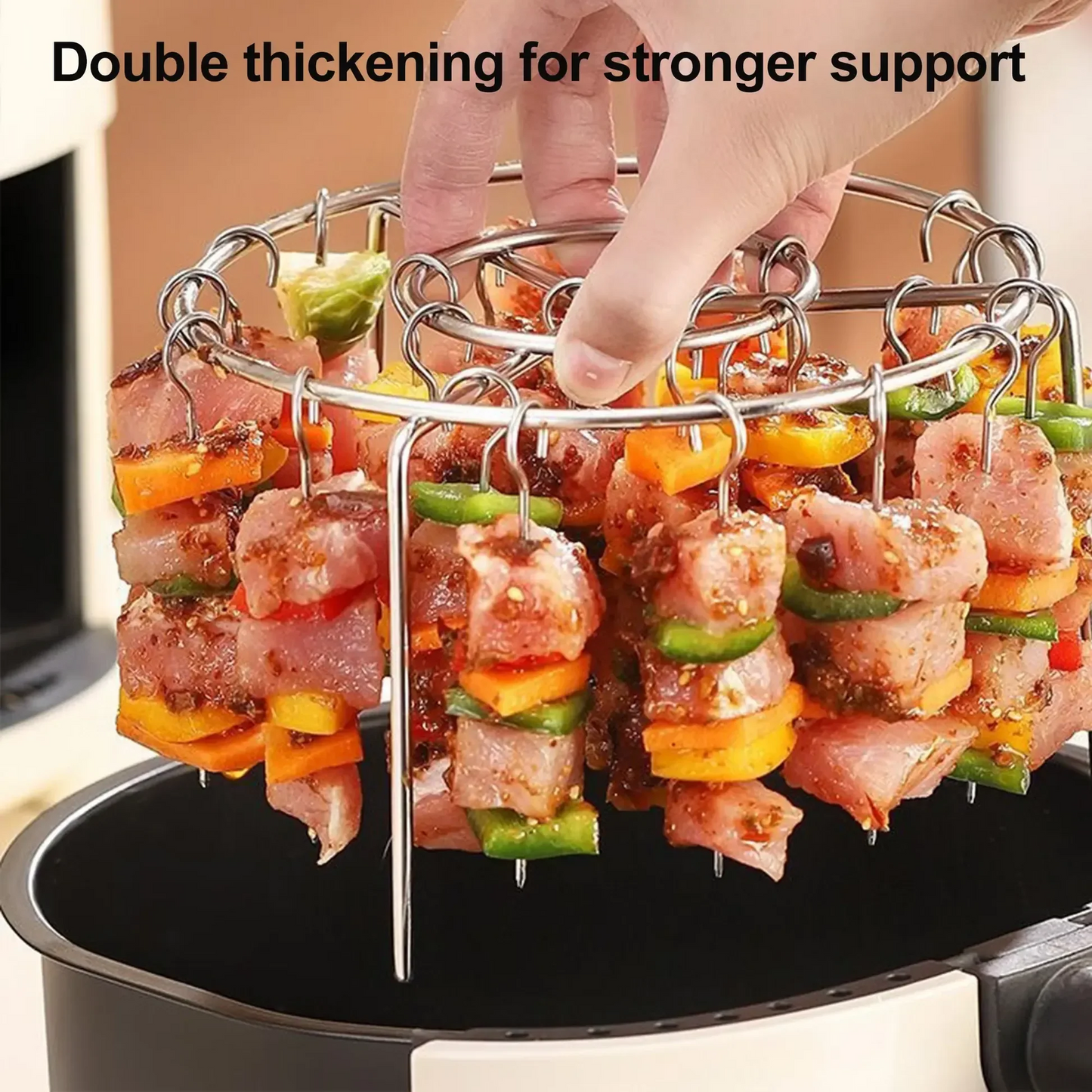 50% OFF!🔥Air Fryer Skewer Rack Set with 24 Skewers 🌭🍢Perfect Sync-Cooked BBQ&Air Fry Meals